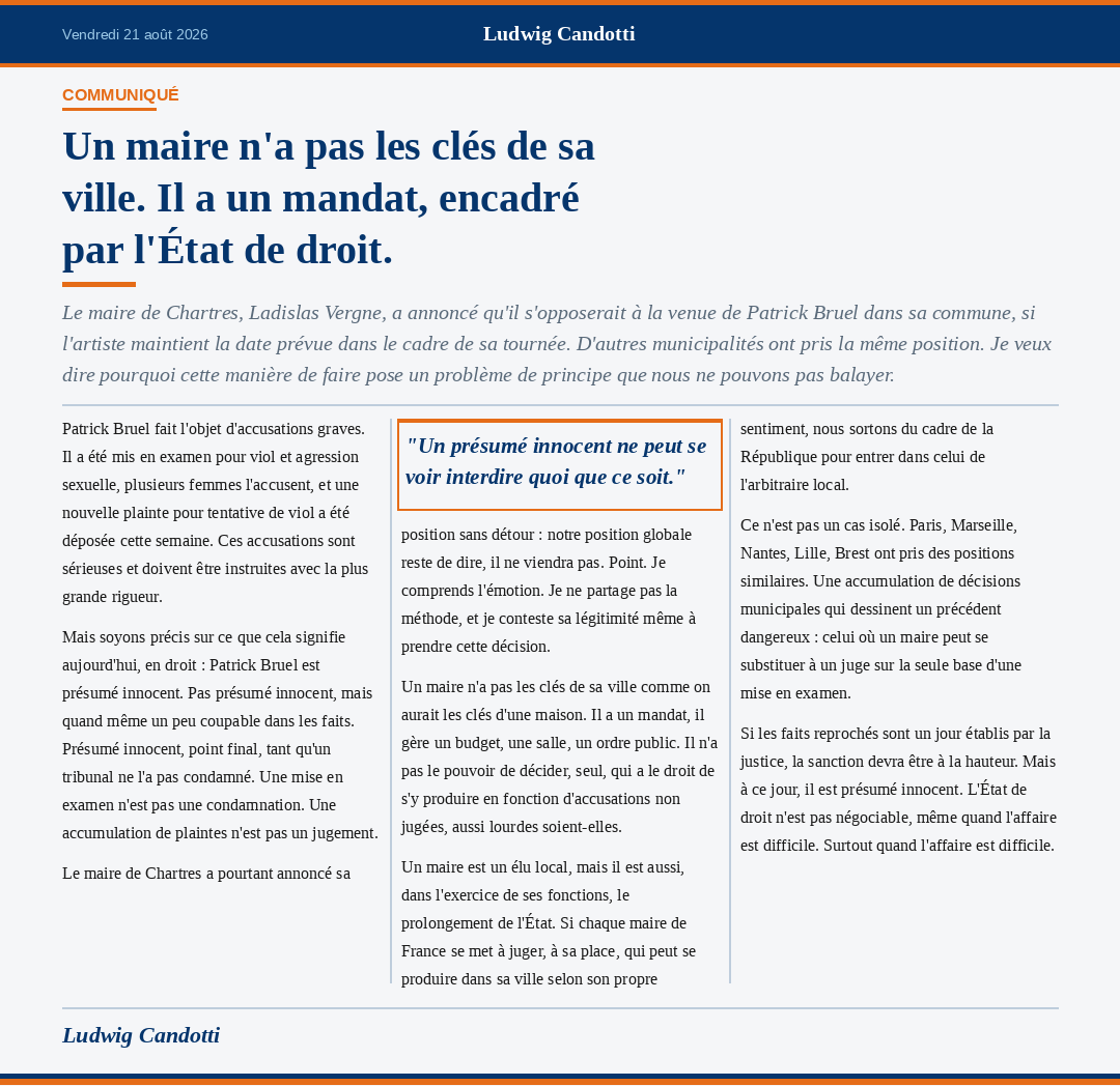 Tribune sur l’État de droit et les pouvoirs du maire