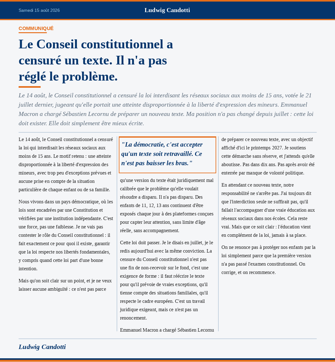 Tribune sur le Conseil constitutionnel