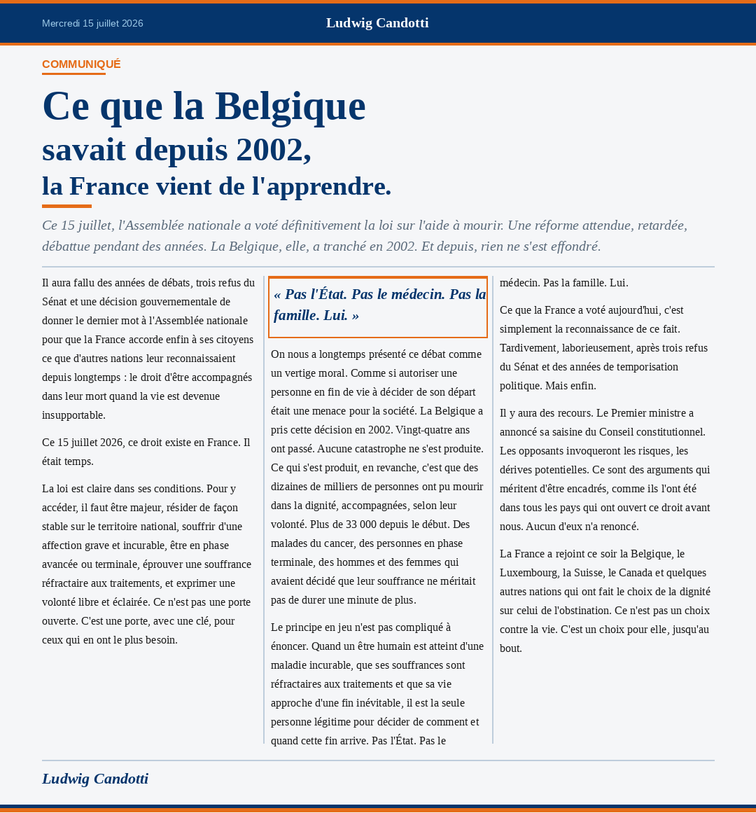 Visuel de la tribune : Ce que la Belgique savait depuis 2002, la France vient de l'apprendre.